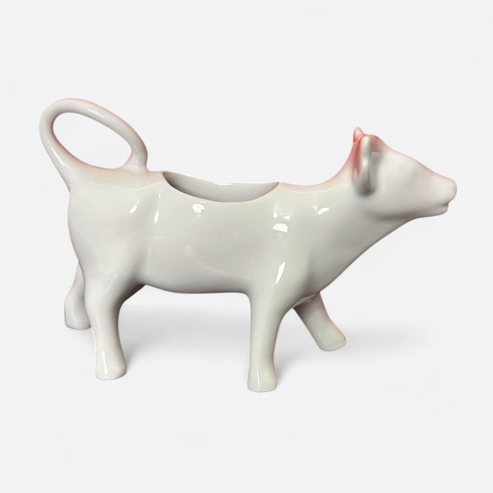 Apilco France White Porcelain Cow Creamer Pitcher 7" Farmhouse Kitchen Decor